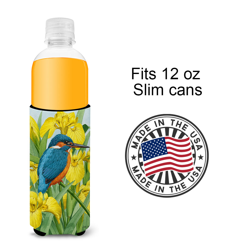 Kingfisher in Yellow Irises Ultra Beverage Insulators for slim cans ASA2009MUK  the-store.com.