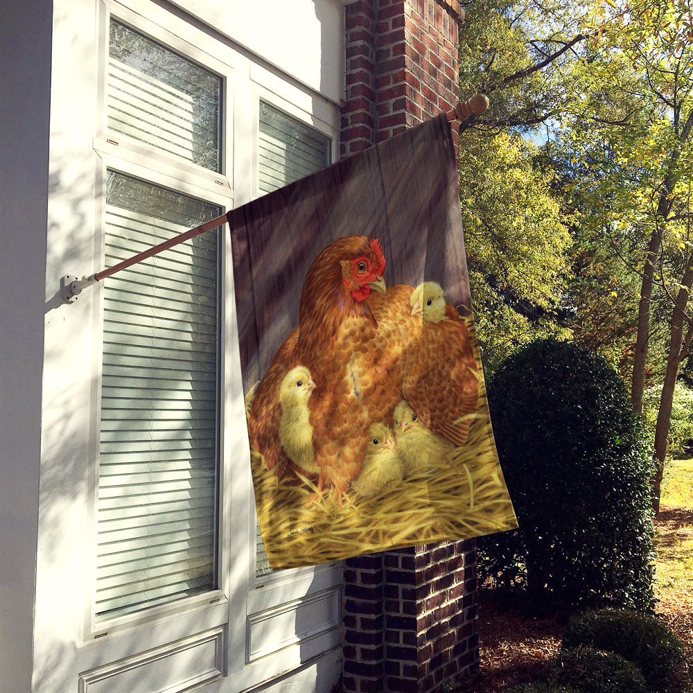 My Little Chickadees with Hen Chicken Flag Canvas House Size ASA2011CHF
