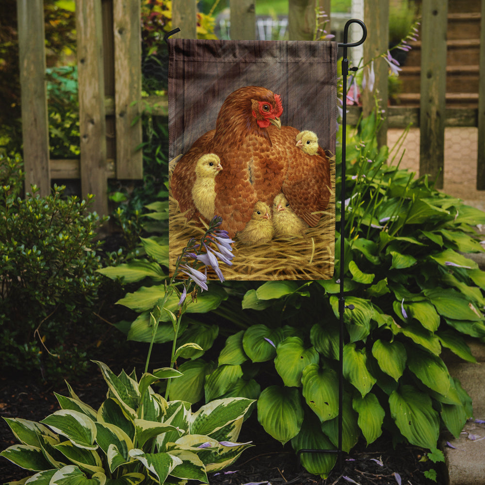 Caroline's Treasures My Little Chickadees with Hen Chicken Garden Flag – Decorative Outdoor Yard Flag ASA2011GF