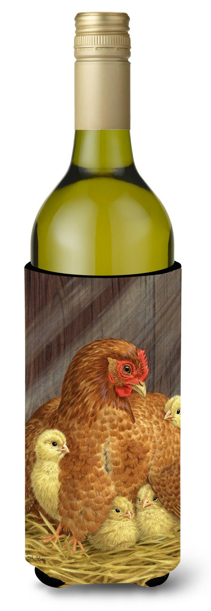 My Little Chickadees with Hen Chicken Wine Bottle Beverage Insulator Hugger ASA2011LITERK by Caroline&#39;s Treasures