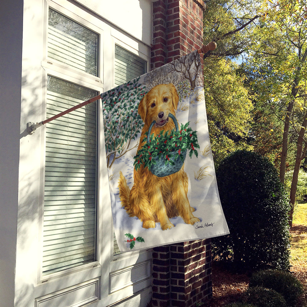 Yellow Labrador & Holly Flag Canvas House Size ASA2013CHF