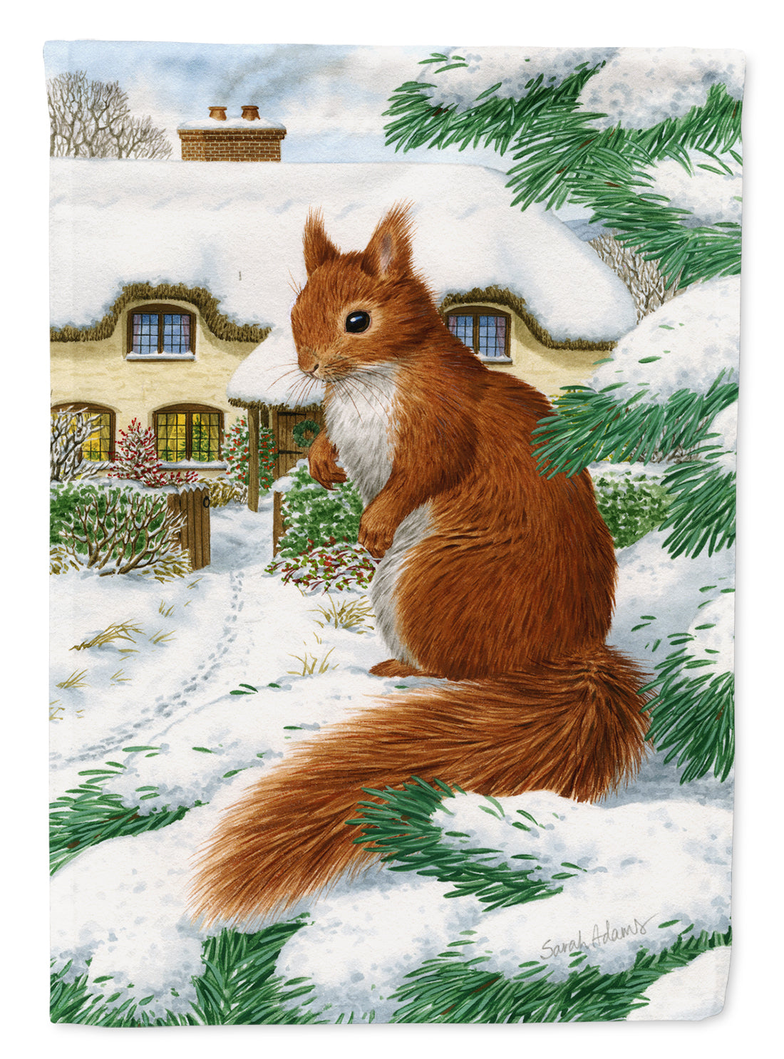 Red Squirrel &amp; Cottage Flag Canvas House Size ASA2014CHF