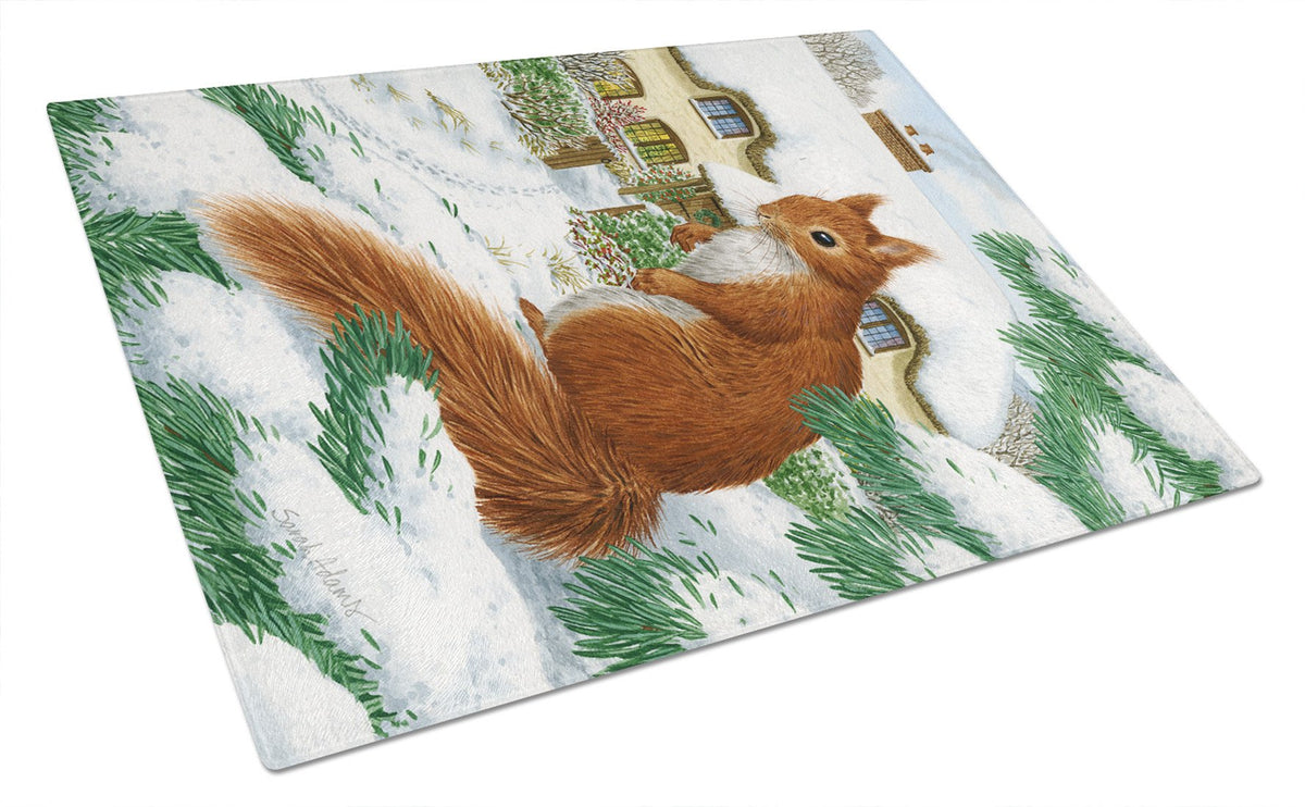 Red Squirrel &amp; Cottage Glass Cutting Board Large ASA2014LCB by Caroline&#39;s Treasures