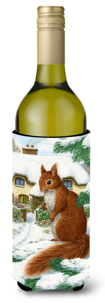 Red Squirrel & Cottage Wine Bottle Beverage Insulator Hugger ASA2014LITERK by Caroline's Treasures