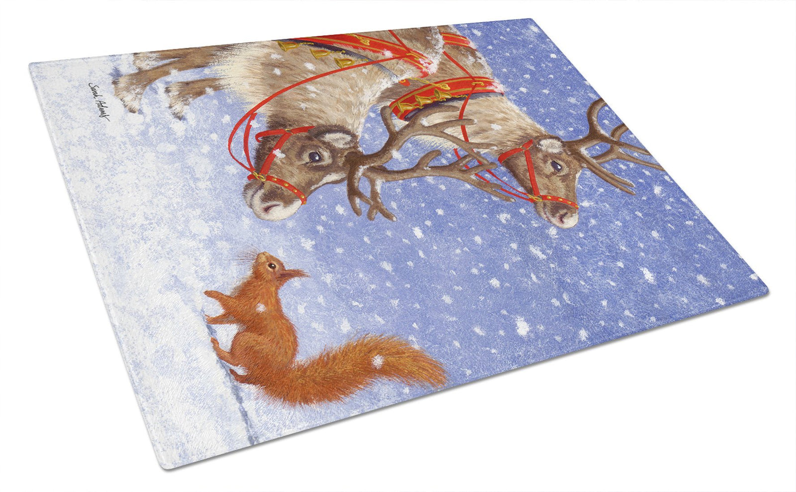 Reindeers & Squirrel Glass Cutting Board Large ASA2016LCB by Caroline's Treasures