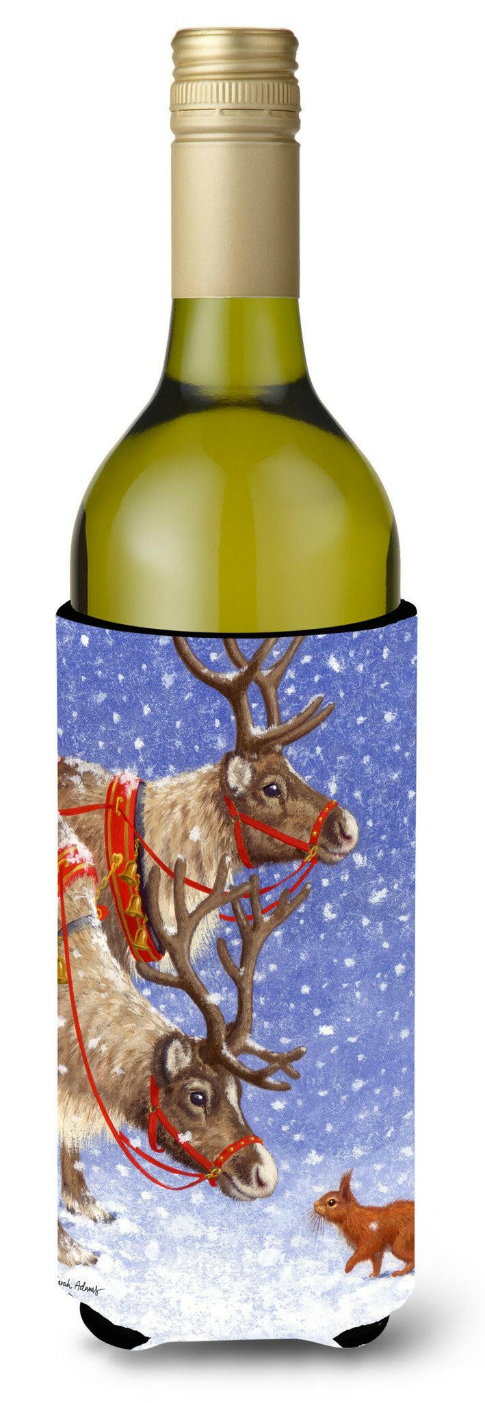 Reindeers &amp; Squirrel Wine Bottle Beverage Insulator Hugger ASA2016LITERK by Caroline&#39;s Treasures