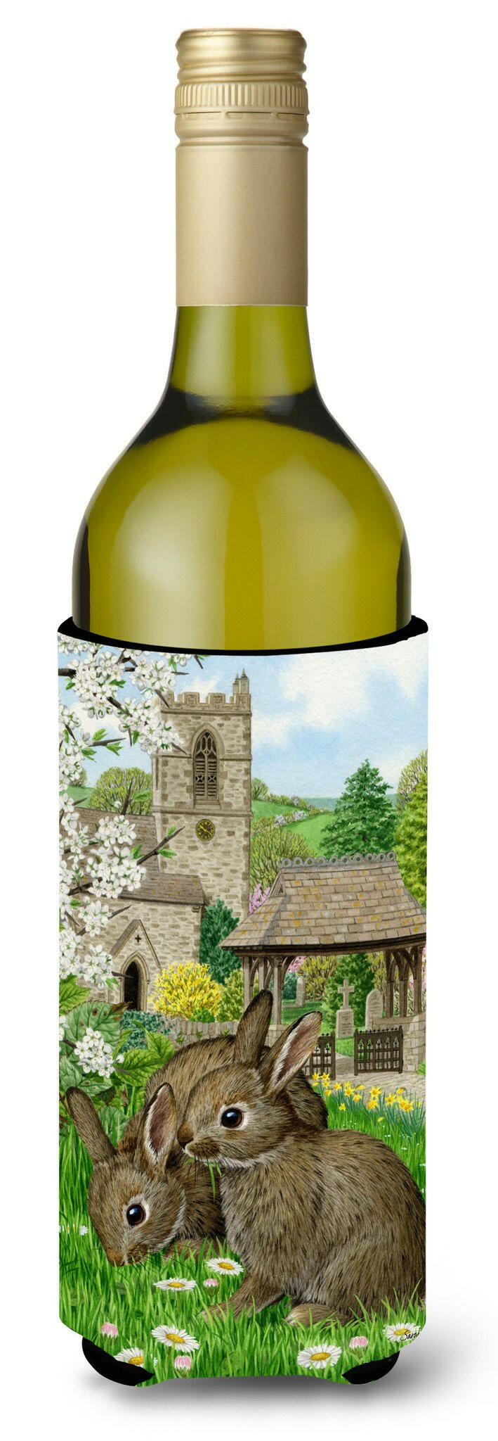 Leveret Bunny Rabbit Wine Bottle Beverage Insulator Hugger ASA2023LITERK by Caroline&#39;s Treasures