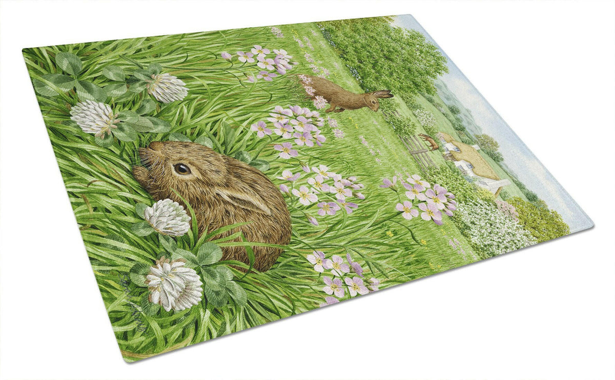 Leveret and Momma Rabbit Glass Cutting Board Large ASA2026LCB by Caroline&#39;s Treasures