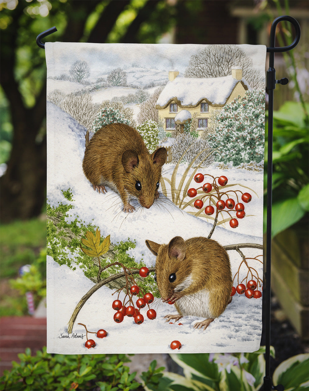 Wood Mice and Berries Flag Garden Size ASA2028GF.