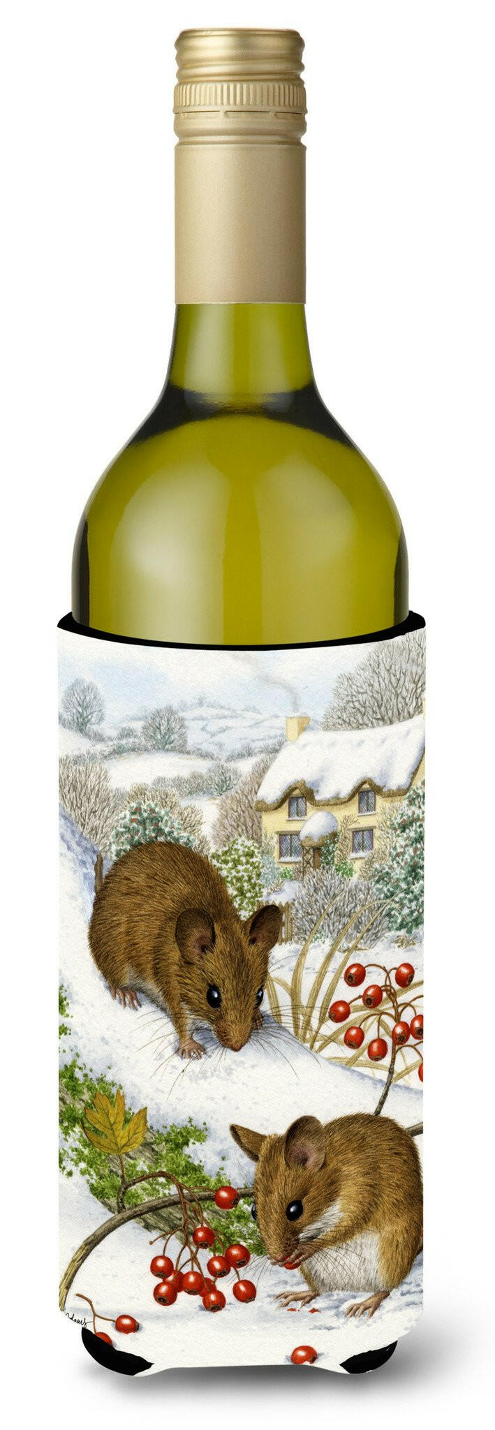 Wood Mice and Berries Wine Bottle Beverage Insulator Hugger ASA2028LITERK by Caroline&#39;s Treasures