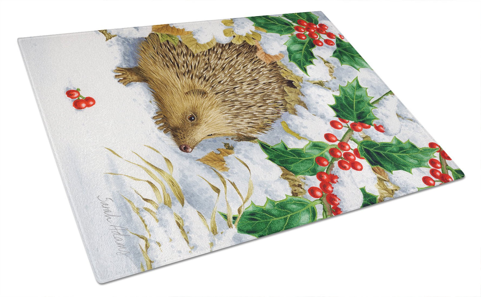 Hedgehog and Holly Glass Cutting Board Large ASA2030LCB by Caroline's Treasures