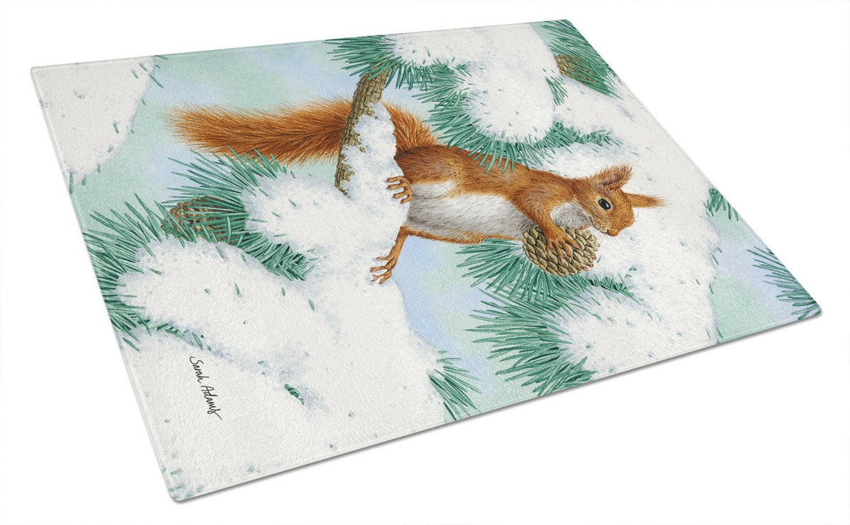 Red Squirrel with Pine Cone Glass Cutting Board Large ASA2033LCB by Caroline&#39;s Treasures