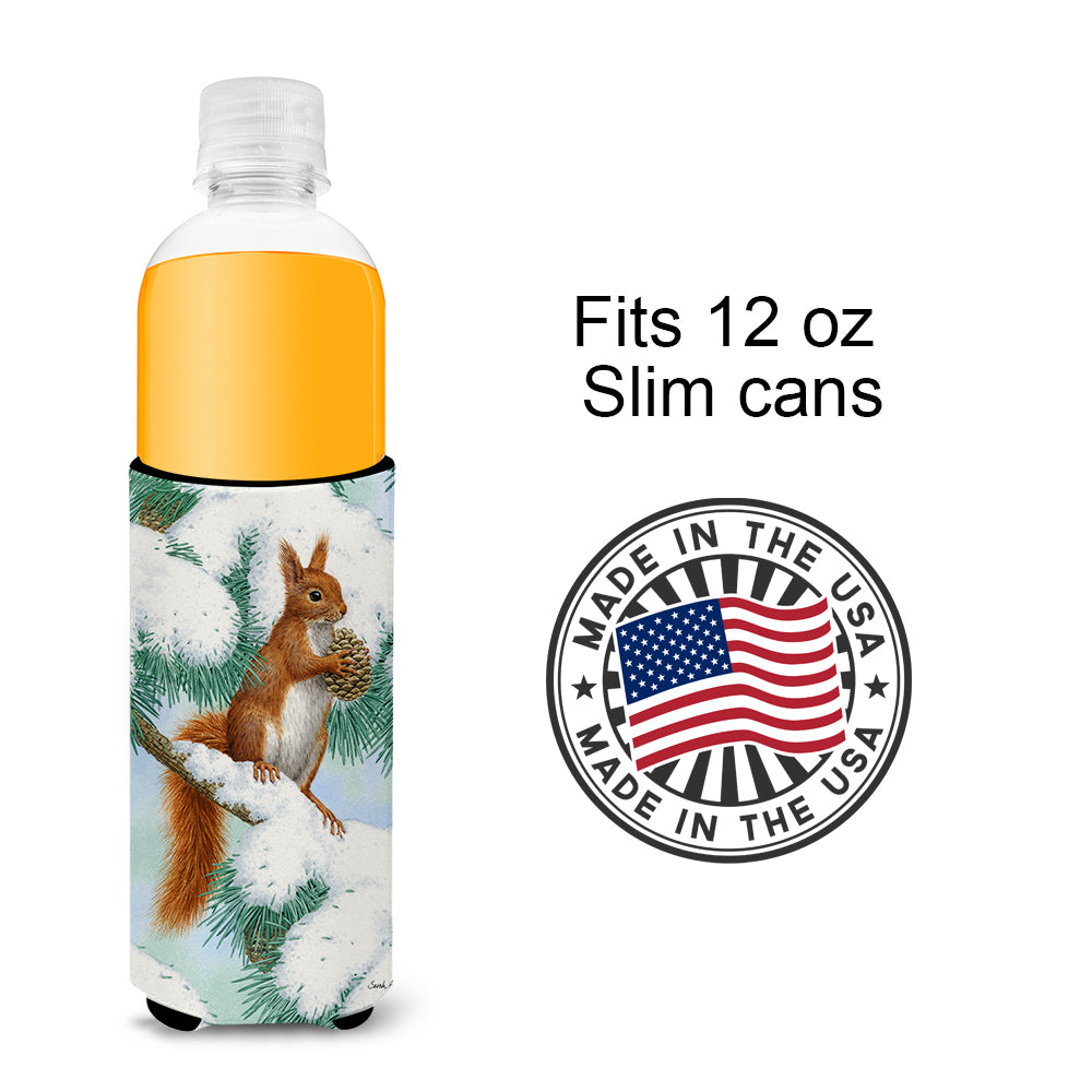 Red Squirrel with Pine Cone Ultra Beverage Insulators for slim cans ASA2033MUK  the-store.com.