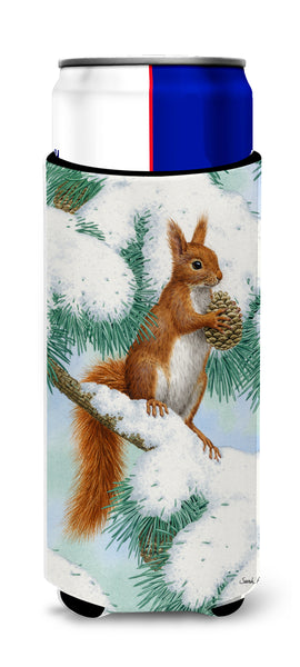 Red Squirrel with Pine Cone Ultra Beverage Insulators for slim cans ASA2033MUK