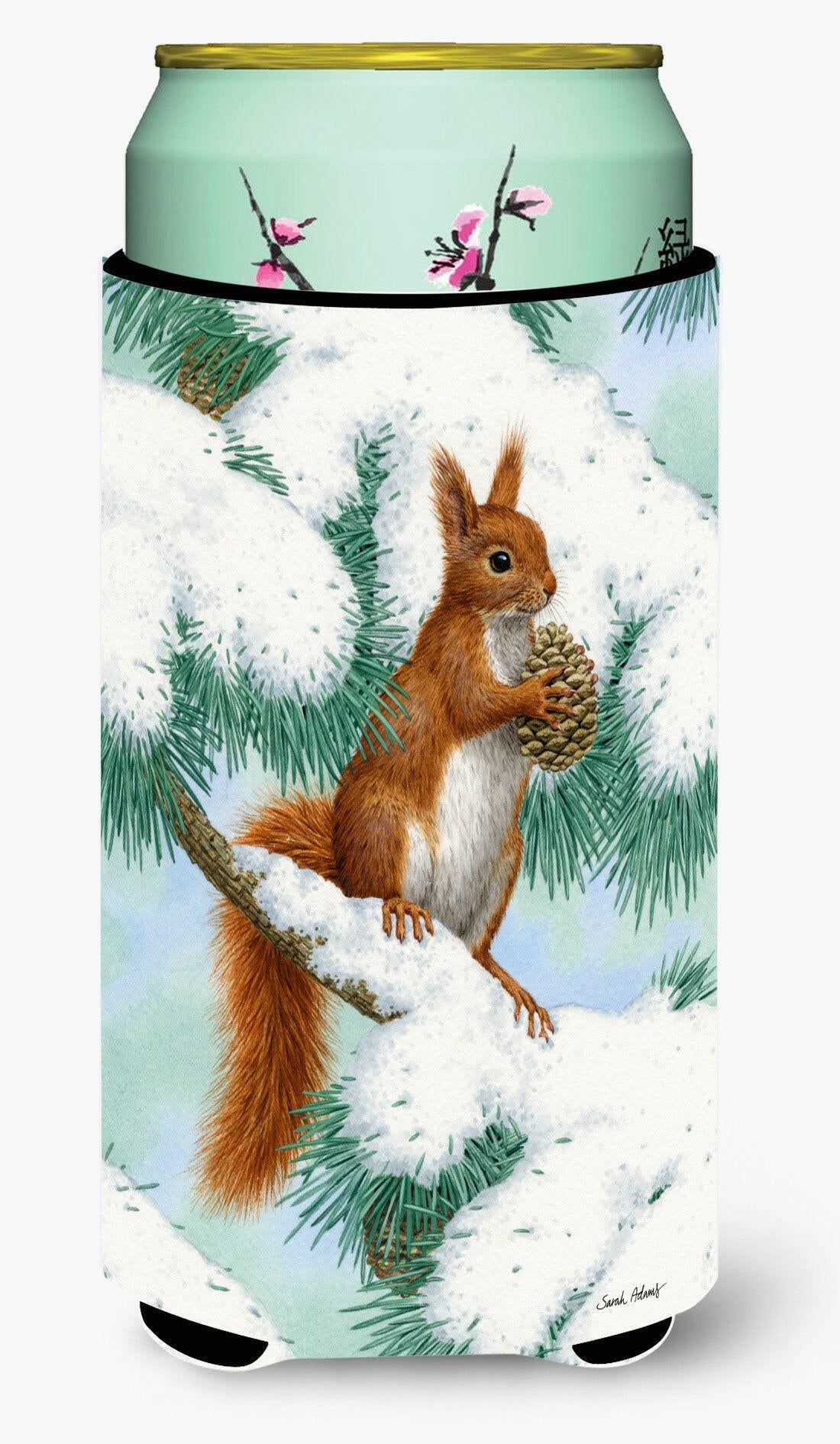Red Squirrel with Pine Cone Tall Boy Beverage Insulator Hugger ASA2033TBC by Caroline&#39;s Treasures