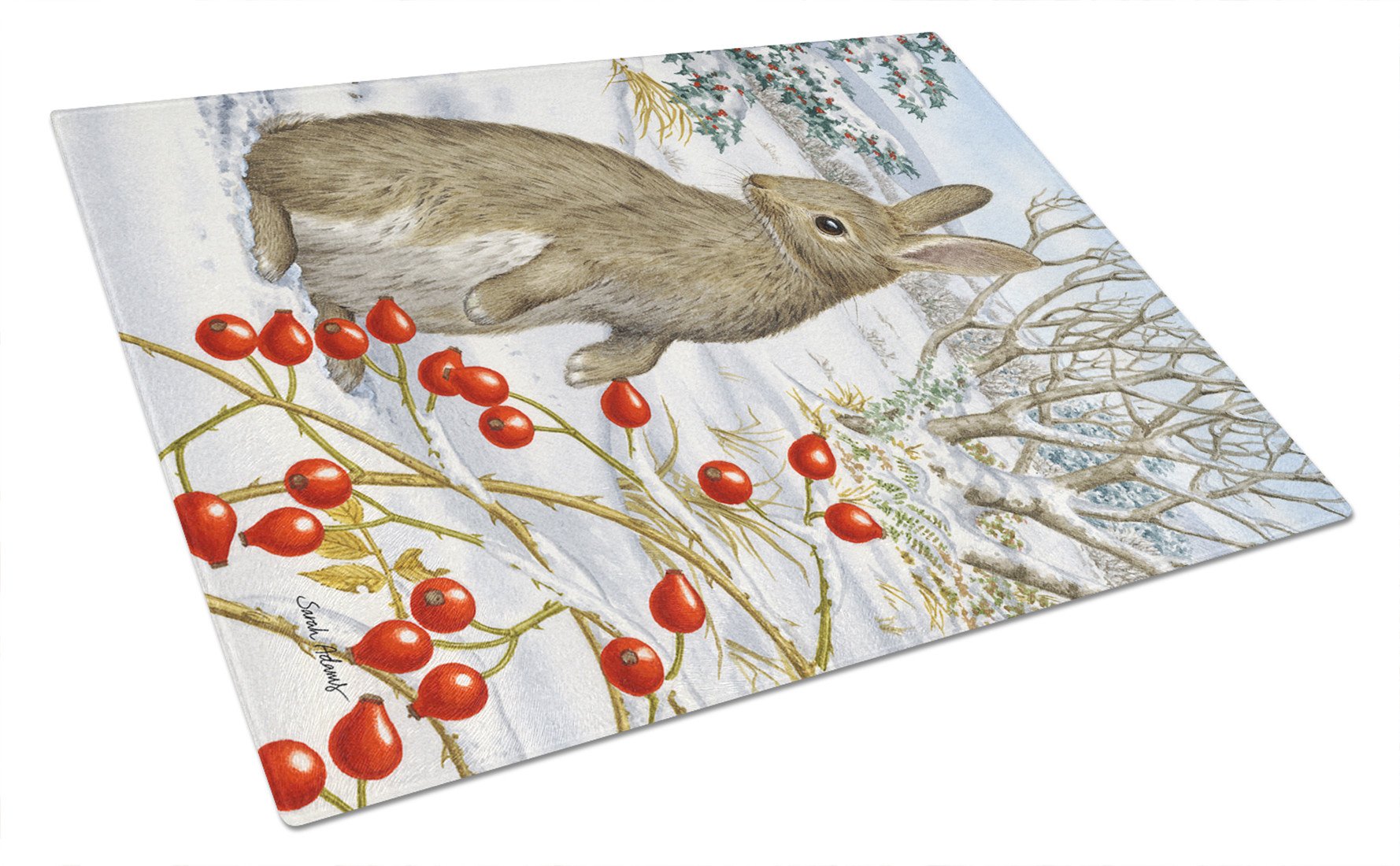 Rabbit with Berries Glass Cutting Board Large ASA2035LCB by Caroline's Treasures