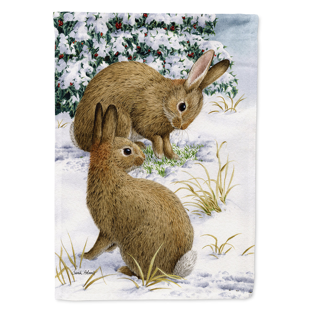 Rabbit searching for Grass in the Snow Flag Canvas House Size ASA2036CHF