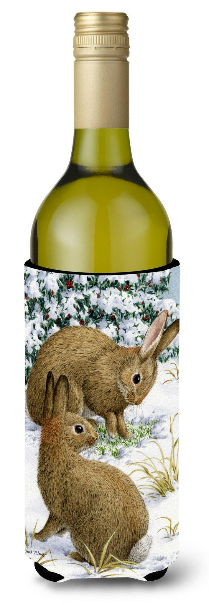 Rabbit searching for Grass in the Snow Wine Bottle Beverage Insulator Hugger ASA2036LITERK by Caroline's Treasures