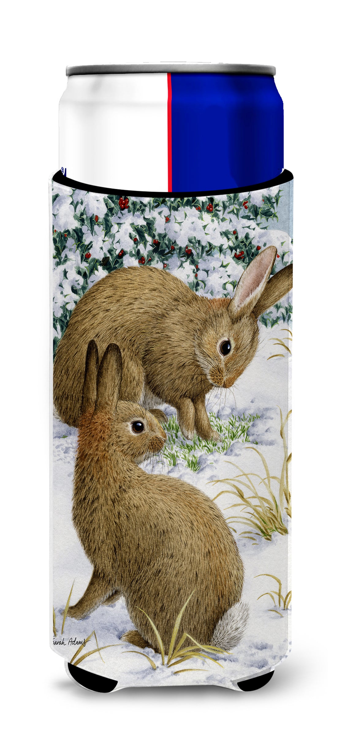 Rabbit searching for Grass in the Snow Ultra Beverage Insulators for slim cans ASA2036MUK  the-store.com.