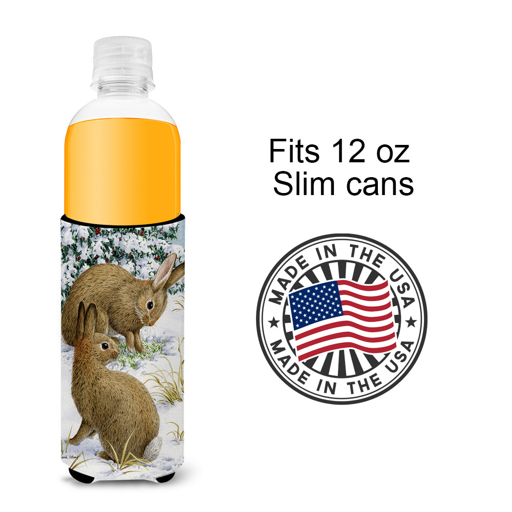 Rabbit searching for Grass in the Snow Ultra Beverage Insulators for slim cans ASA2036MUK