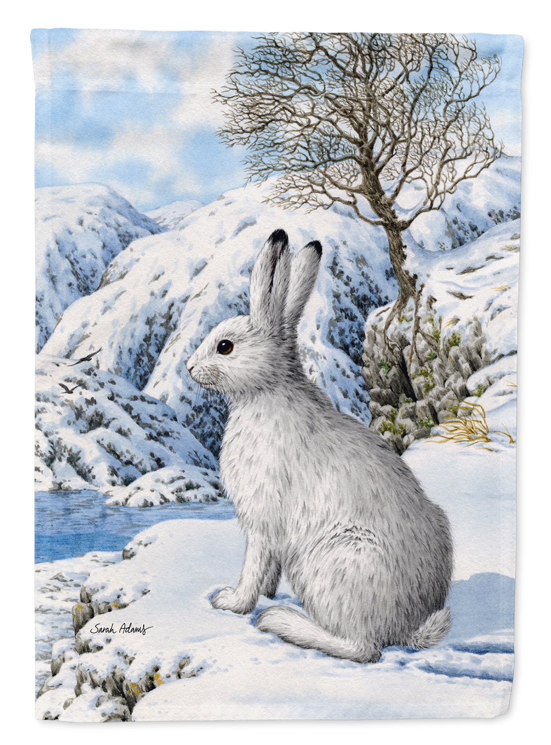 Mountain Hare White Rabbit Flag Canvas House Size ASA2037CHF