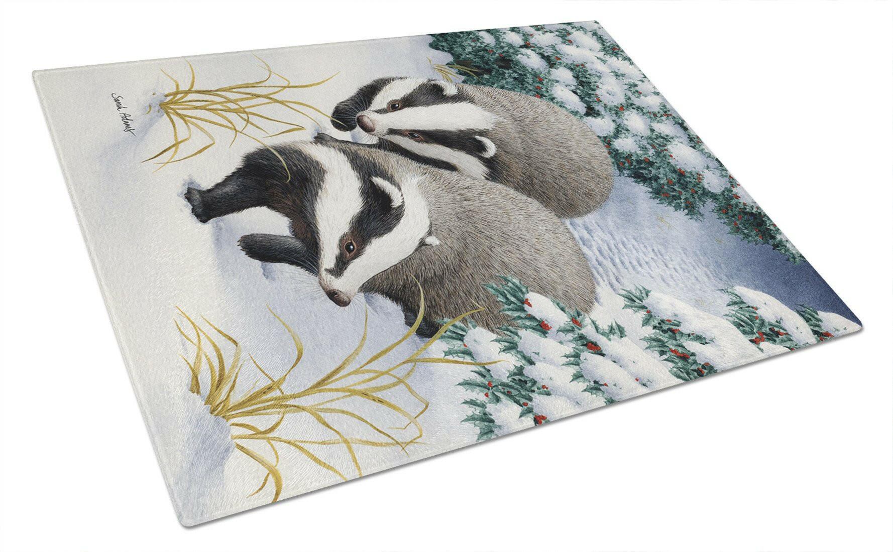 Badgers on the Move Glass Cutting Board Large ASA2038LCB by Caroline's Treasures