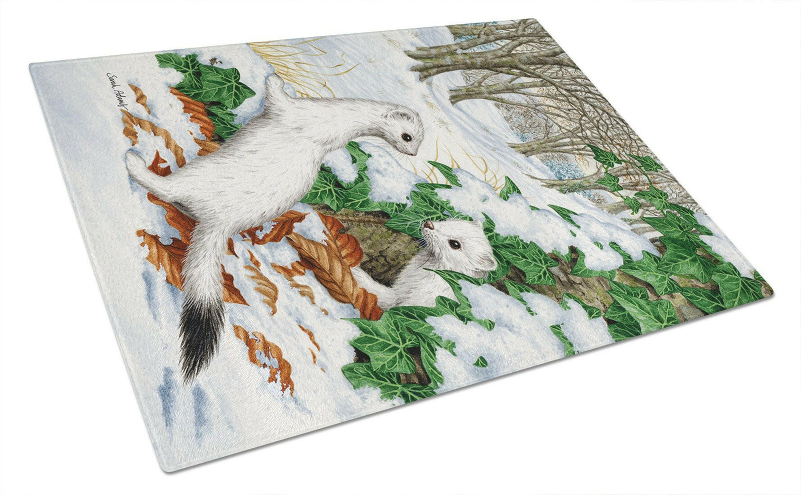 Stoats Short-tailed Weasel Glass Cutting Board Large ASA2042LCB by Caroline's Treasures