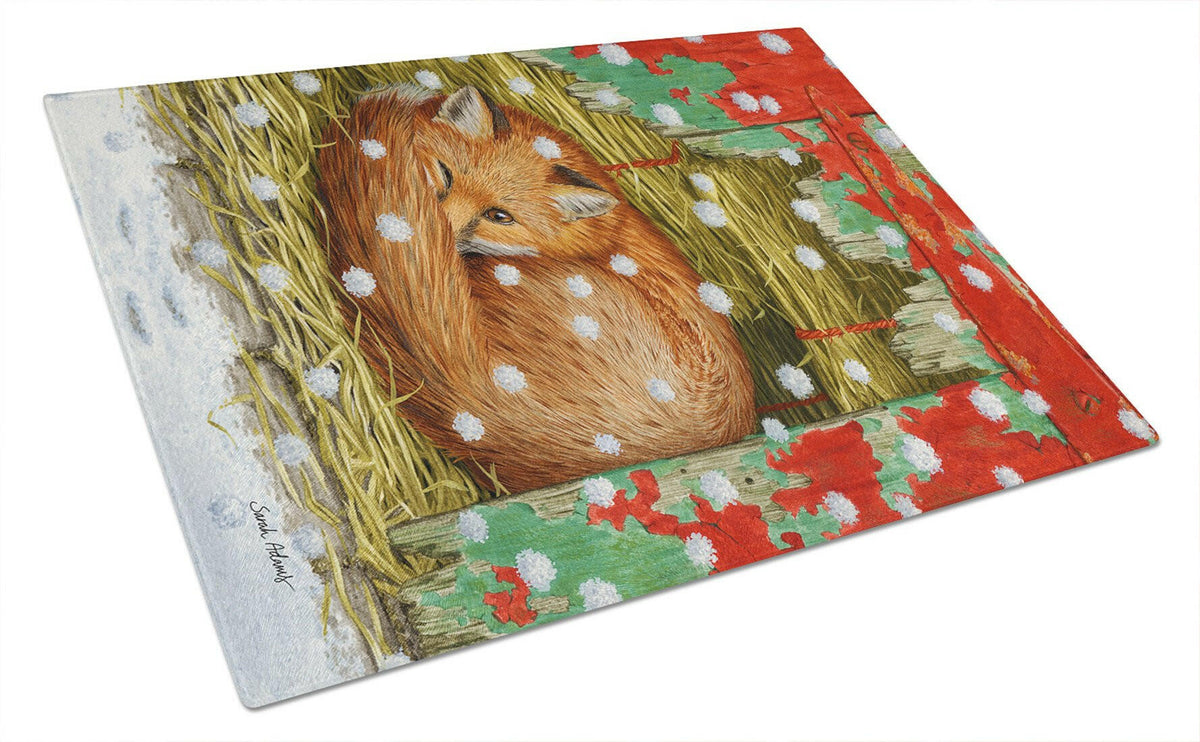 Fox Sleeping in the Snow Glass Cutting Board Large ASA2045LCB by Caroline&#39;s Treasures