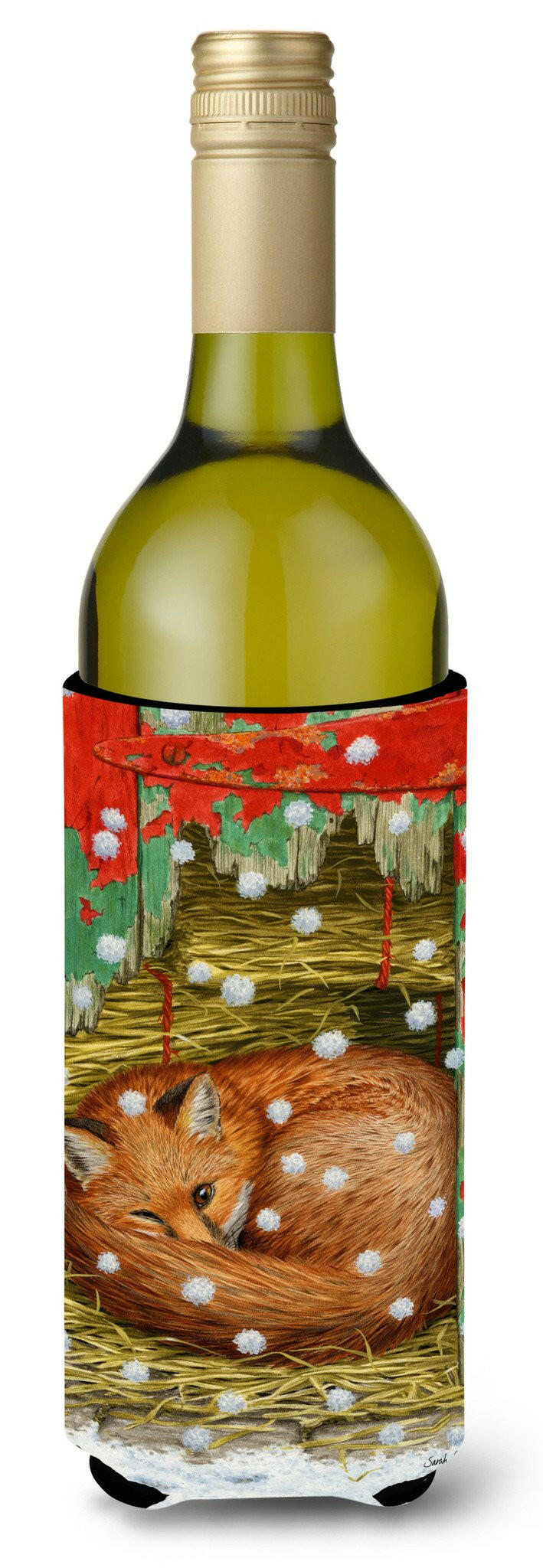 Fox Sleeping in the Snow Wine Bottle Beverage Insulator Hugger ASA2045LITERK by Caroline&#39;s Treasures