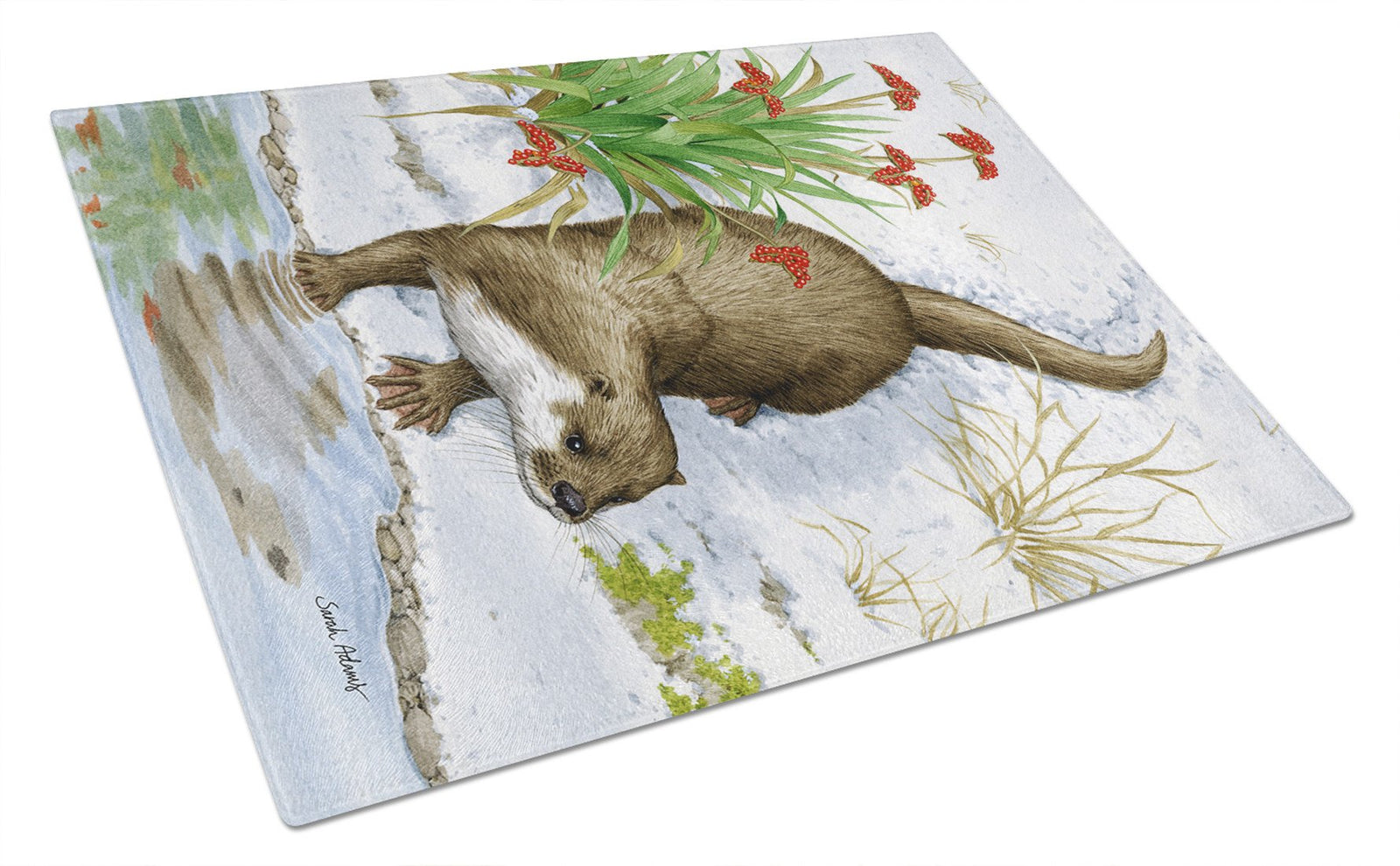Otter by the Water Glass Cutting Board Large ASA2048LCB by Caroline's Treasures