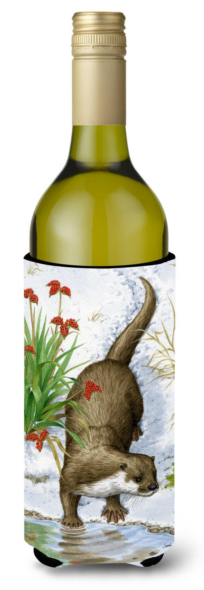 Otter by the Water Wine Bottle Beverage Insulator Hugger ASA2048LITERK by Caroline&#39;s Treasures