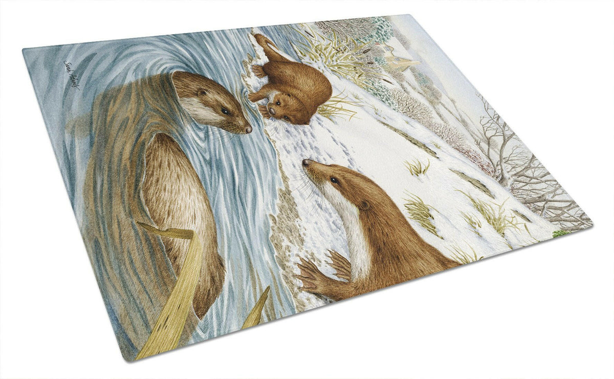 Otter at Play Glass Cutting Board Large ASA2049LCB by Caroline&#39;s Treasures