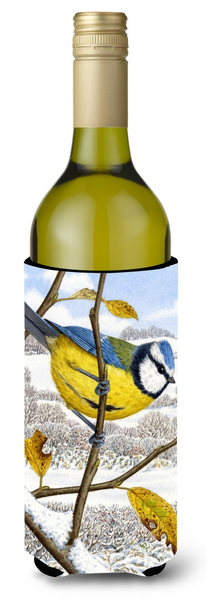 Eurasian Blue Tits Bird Wine Bottle Beverage Insulator Hugger ASA2051LITERK by Caroline's Treasures