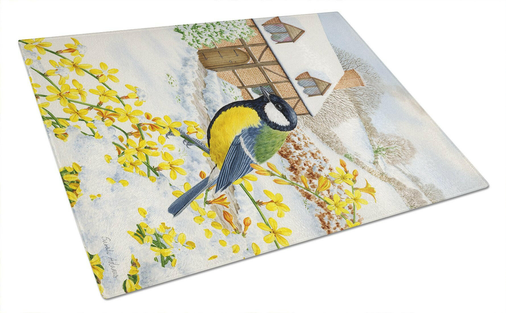 Caroline's Treasures Great Tit Glass Cutting Boards – Durable, Decorative Kitchen Art Large ASA2052LCB
