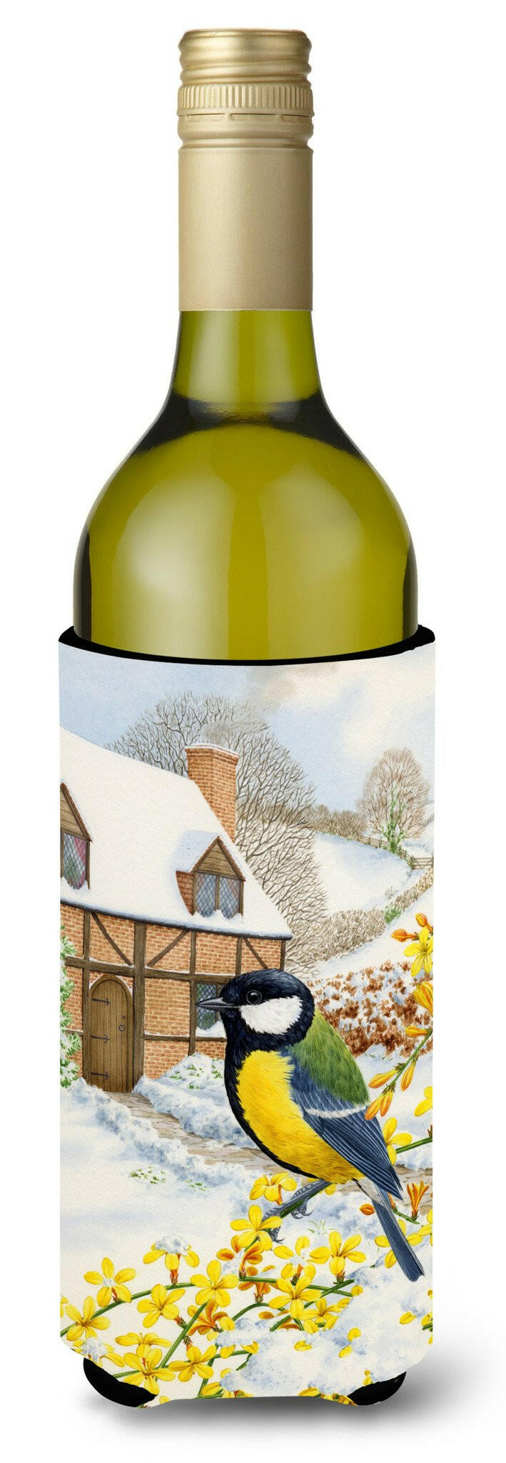 Caroline's Treasures Great Tit Wine Bottle Beverage Insulator Hugger ASA2052LITERK