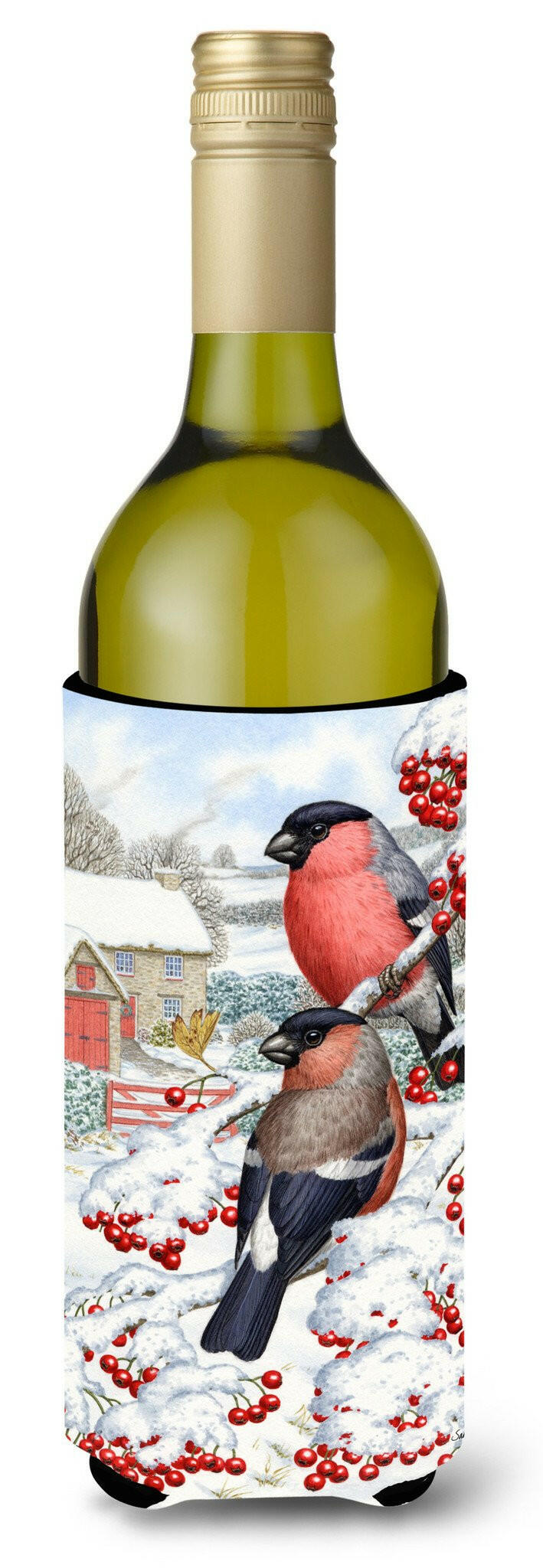 Eurasian Bullfinch Wine Bottle Beverage Insulator Hugger ASA2054LITERK by Caroline&#39;s Treasures