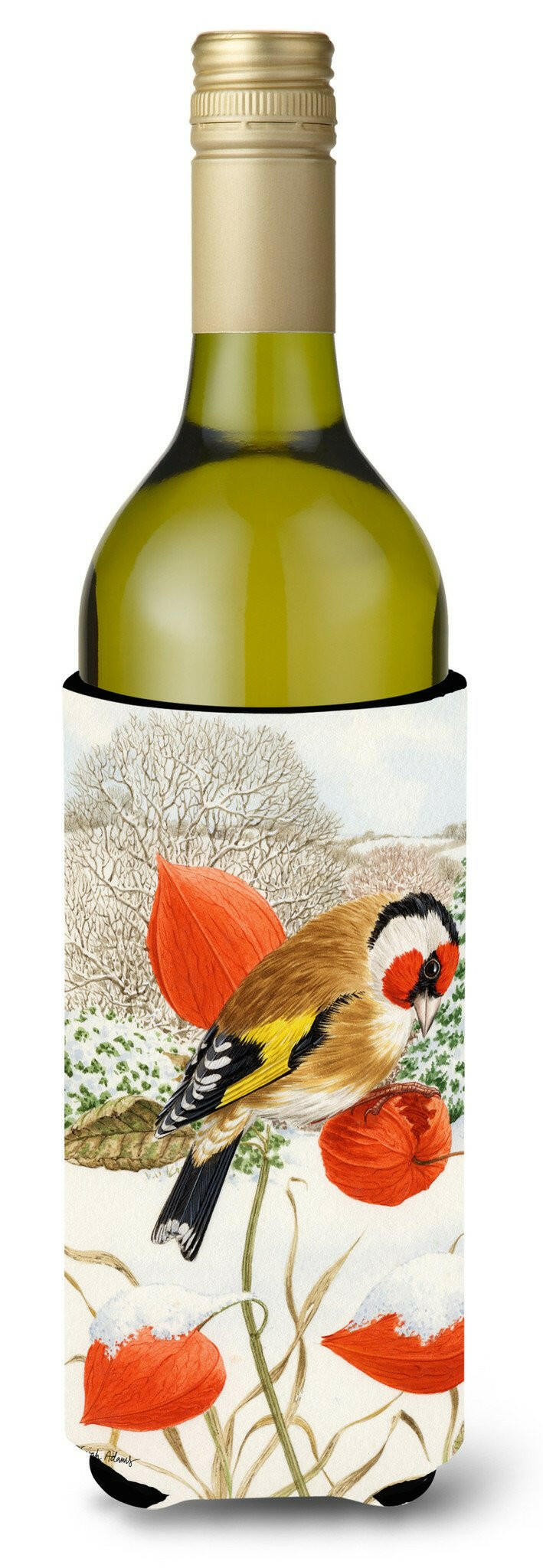 European Goldfinch Wine Bottle Beverage Insulator Hugger ASA2055LITERK by Caroline&#39;s Treasures