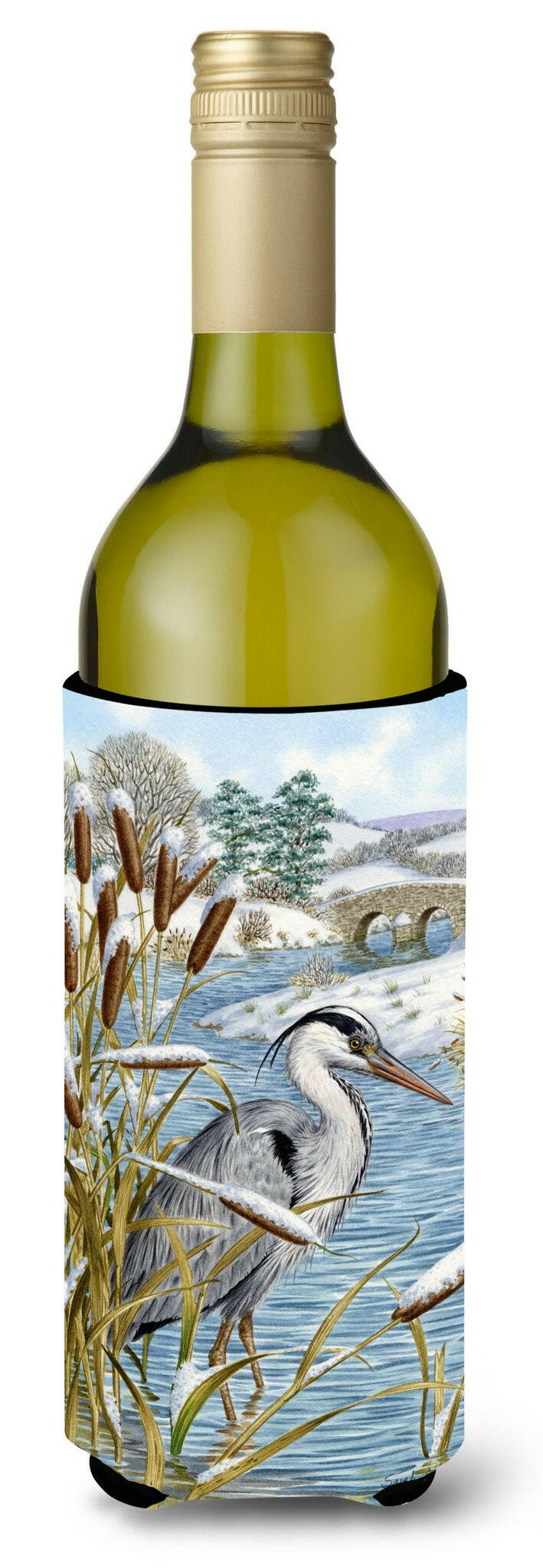 Blue Heron Wine Bottle Beverage Insulator Hugger ASA2057LITERK by Caroline&#39;s Treasures