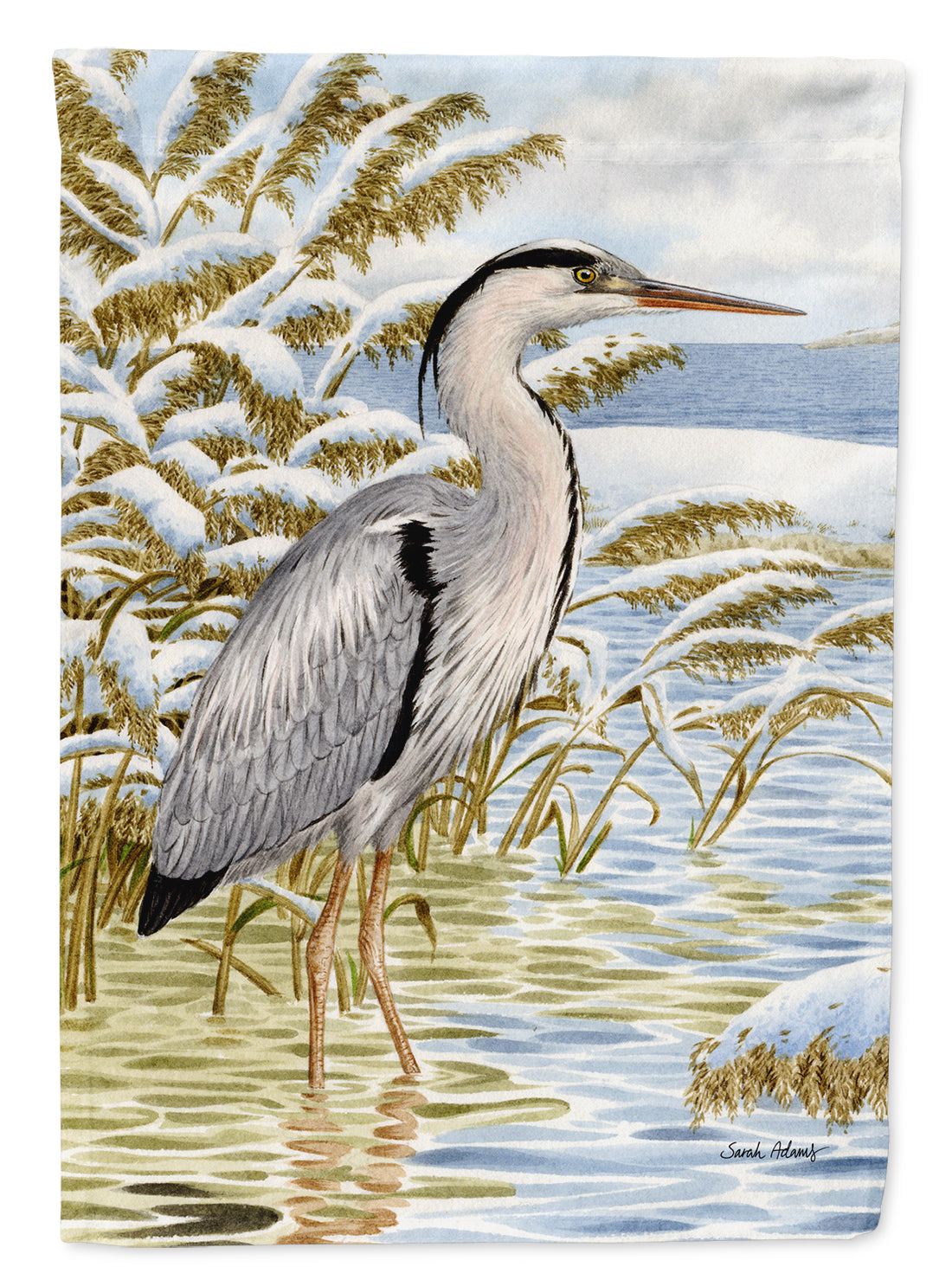 Blue Heron in the water Flag Canvas House Size ASA2058CHF
