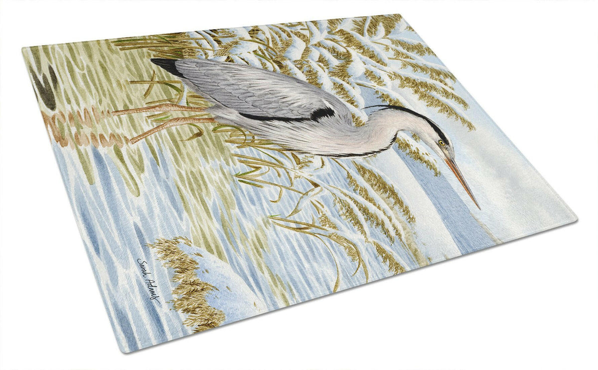 Blue Heron in the water Glass Cutting Board Large ASA2058LCB by Caroline&#39;s Treasures