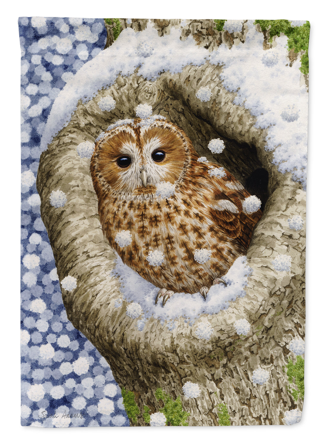 Tawny Owl in the Tree Flag Canvas House Size ASA2060CHF  the-store.com.