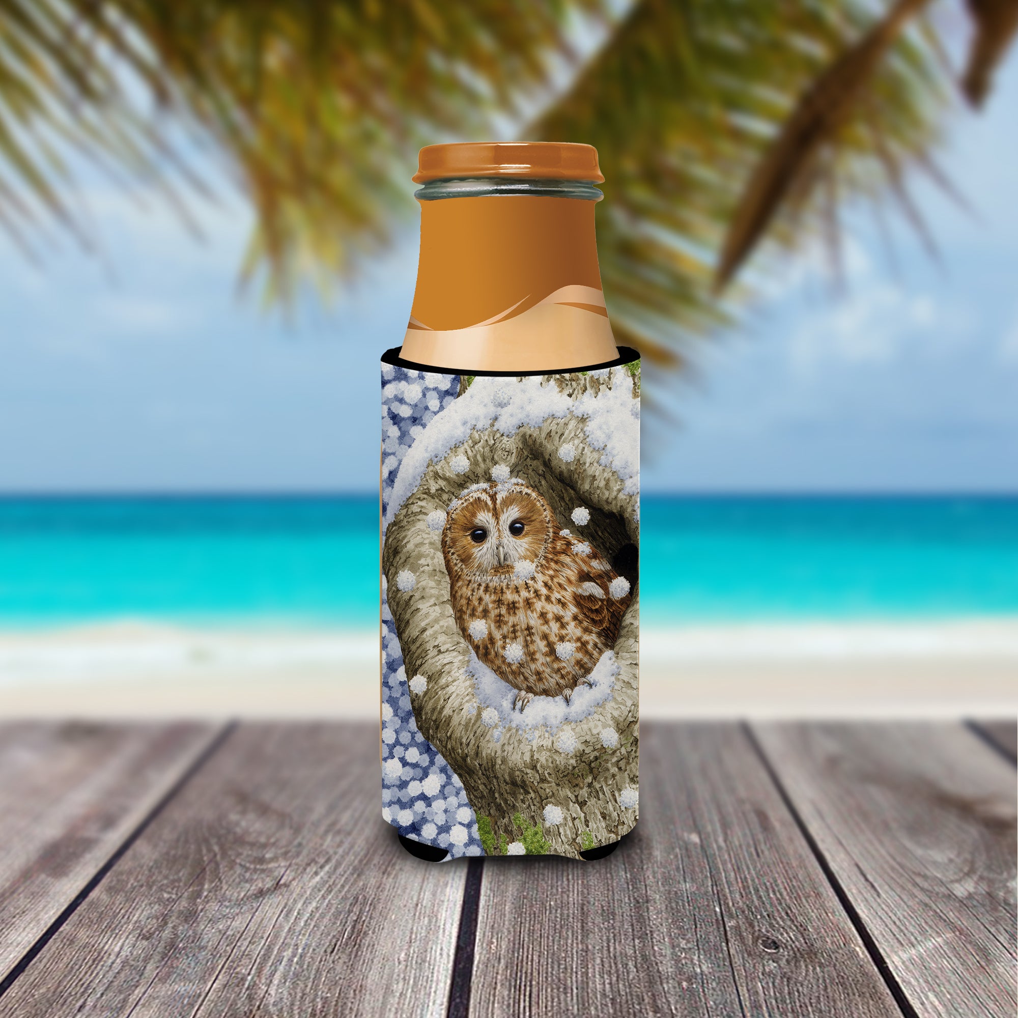 Tawny Owl in the Tree Ultra Beverage Insulators for slim cans ASA2060MUK  the-store.com.