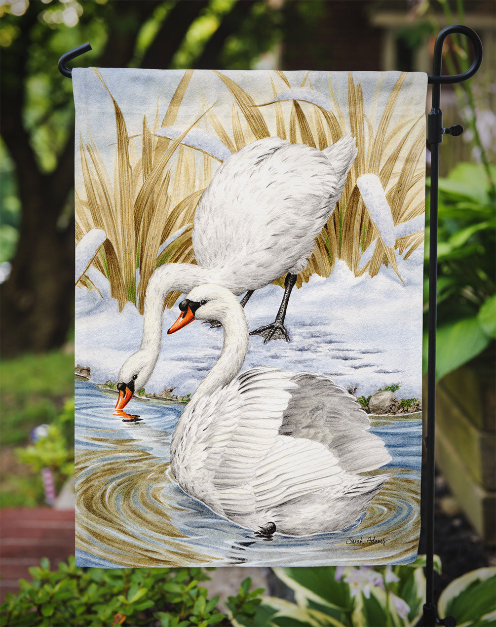 White Swans Flag Garden Size ASA2061GF