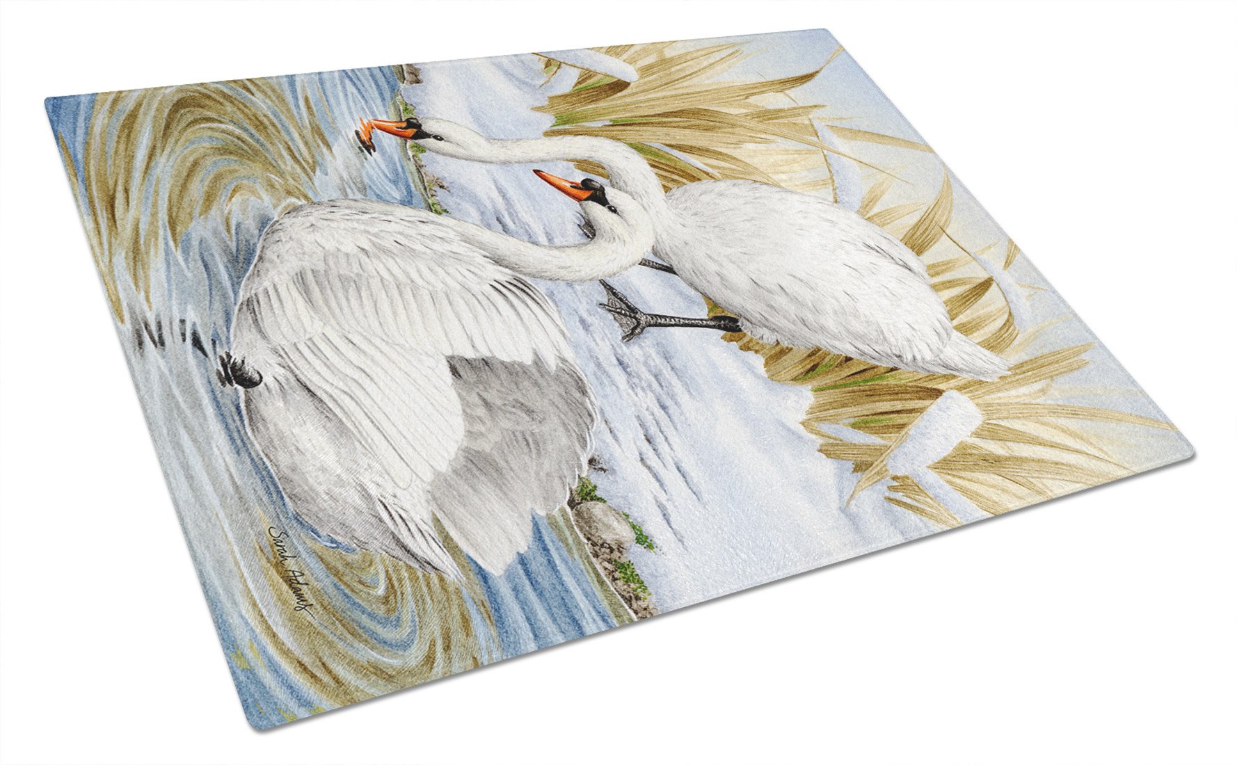 White Swans Glass Cutting Board Large ASA2061LCB by Caroline's Treasures