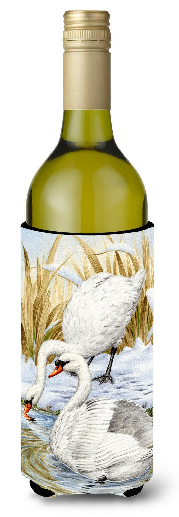 White Swans Wine Bottle Beverage Insulator Hugger ASA2061LITERK by Caroline&#39;s Treasures