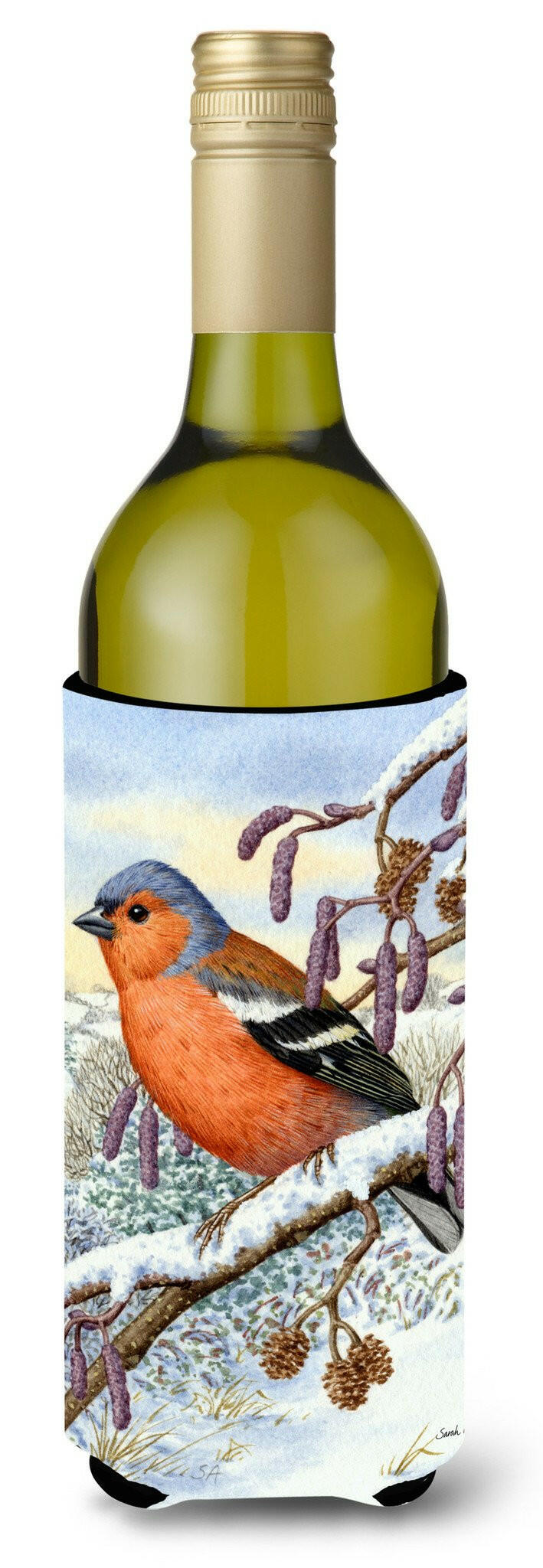 Eurasian Bullfinch Wine Bottle Beverage Insulator Hugger ASA2066LITERK by Caroline&#39;s Treasures