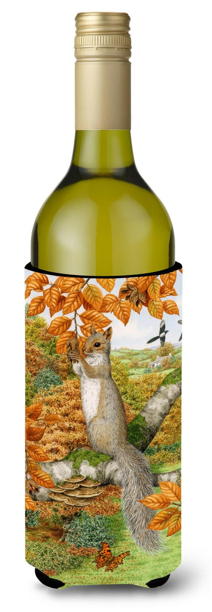 Grey Squirrel Wine Bottle Beverage Insulator Hugger ASA2074LITERK by Caroline&#39;s Treasures