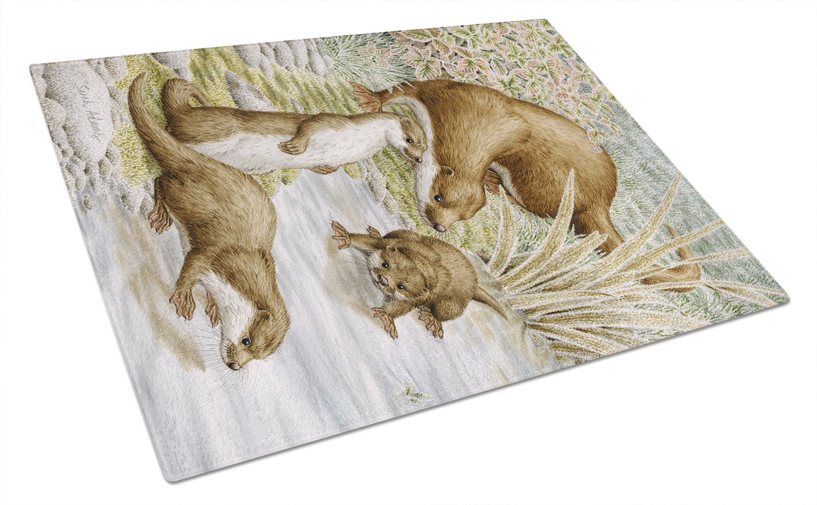 Otter Family Glass Cutting Board Large ASA2075LCB by Caroline's Treasures