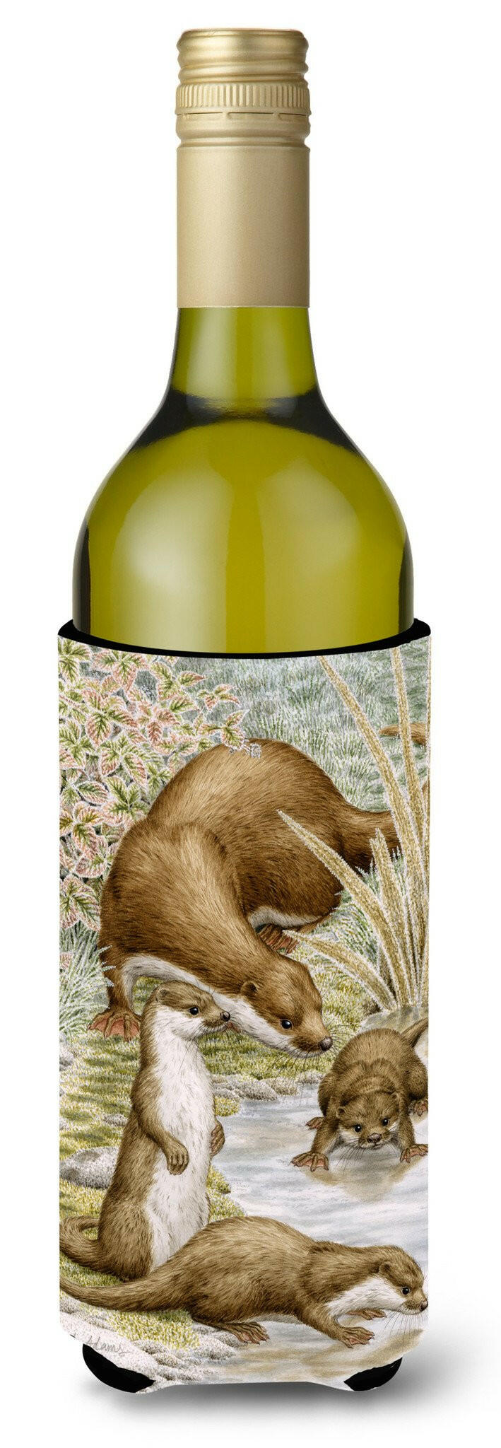 Otter Family Wine Bottle Beverage Insulator Hugger ASA2075LITERK by Caroline's Treasures