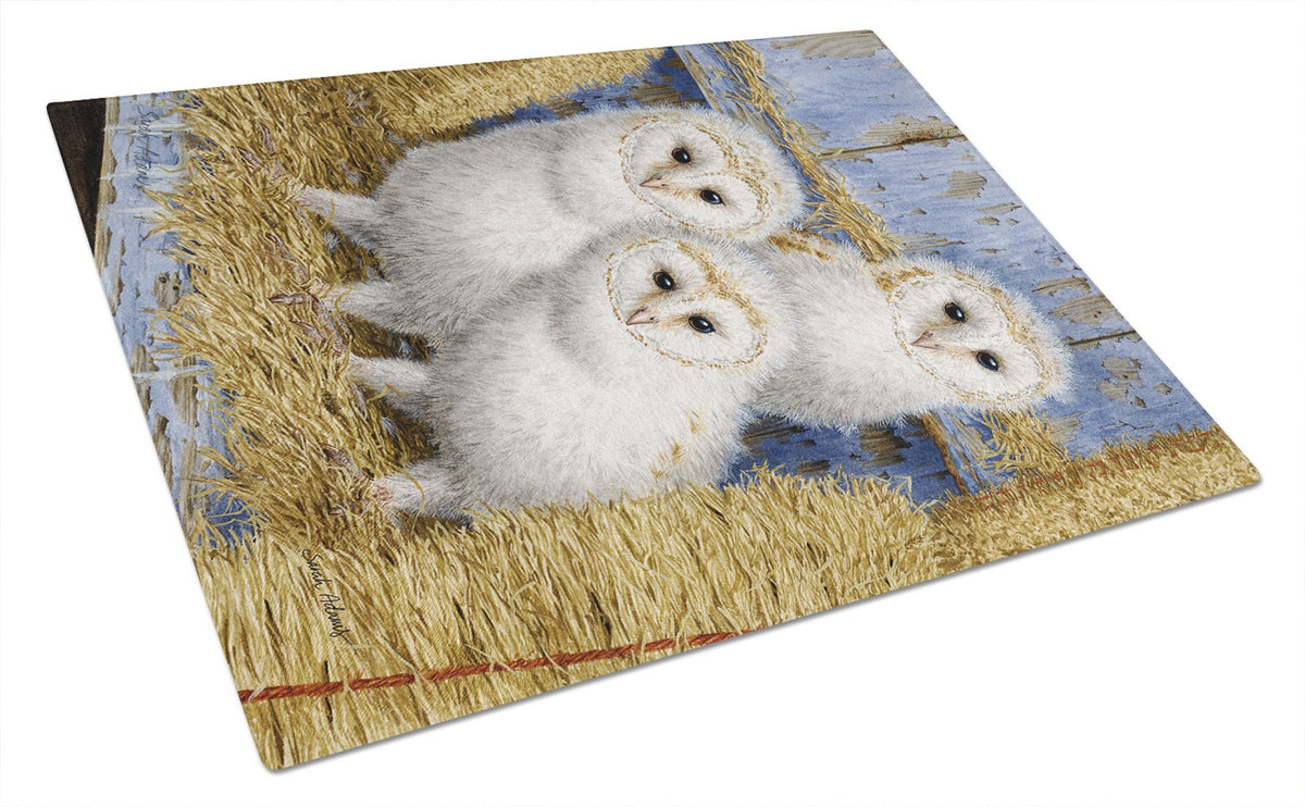 Barn Owl Chicks Glass Cutting Board Large ASA2076LCB by Caroline&#39;s Treasures